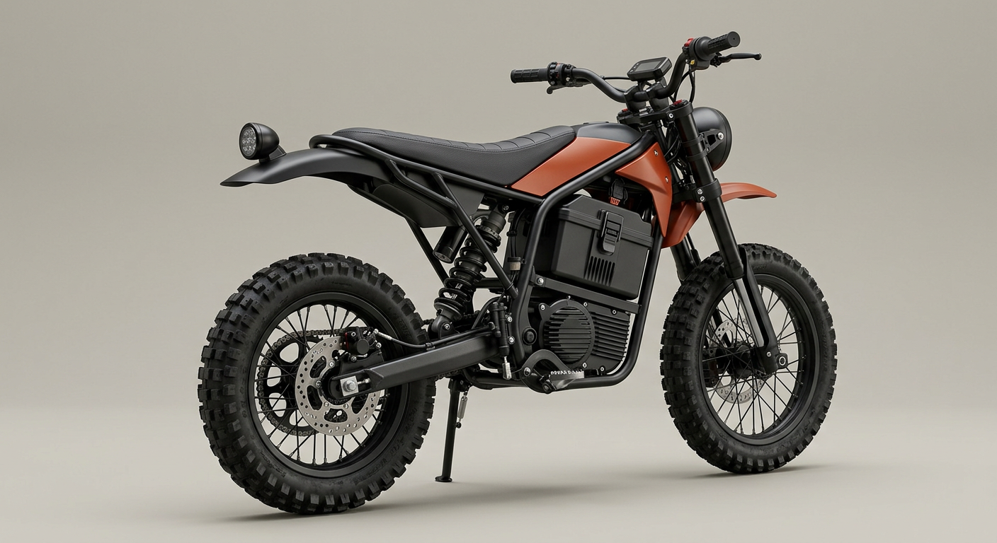 The Coopop Rugged GS electric mini moto in rust